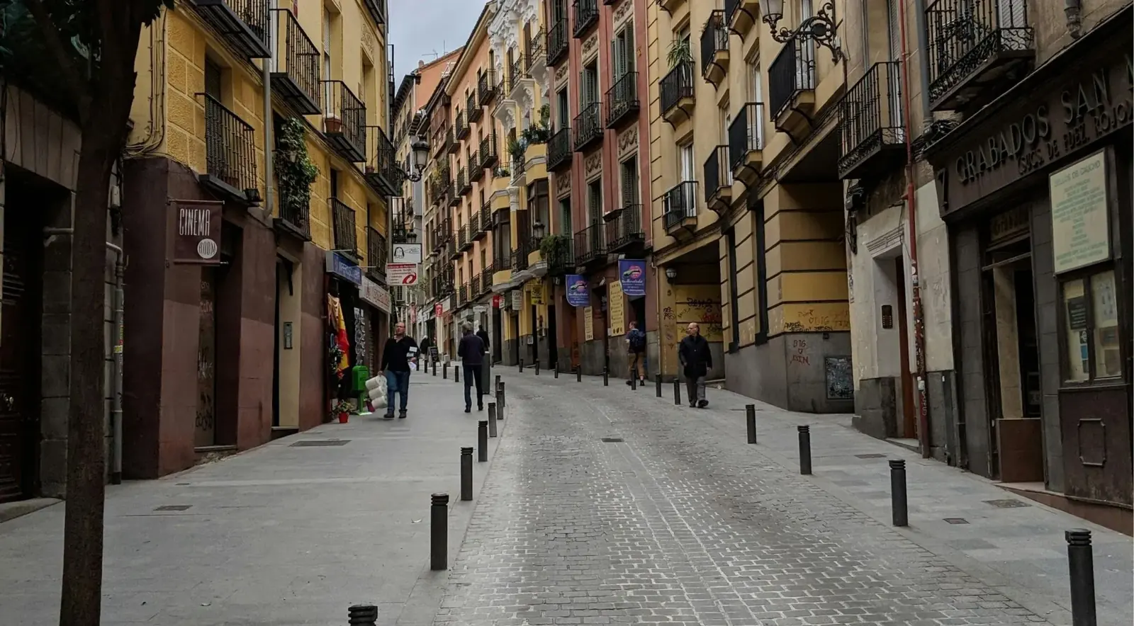 Narrow street and balconies in central Madrid