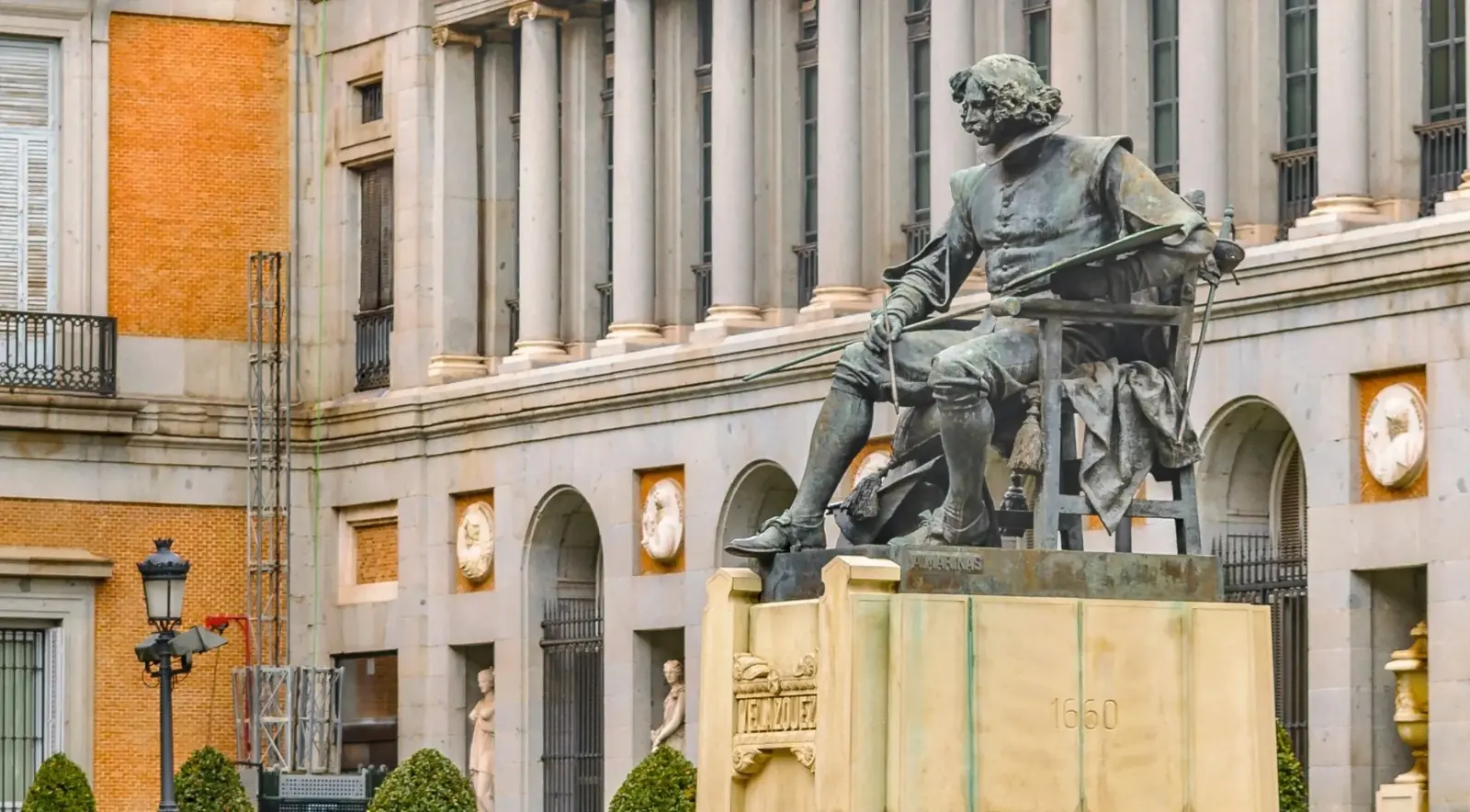 Statue and exterior façade at the Royal Palace of Madrid